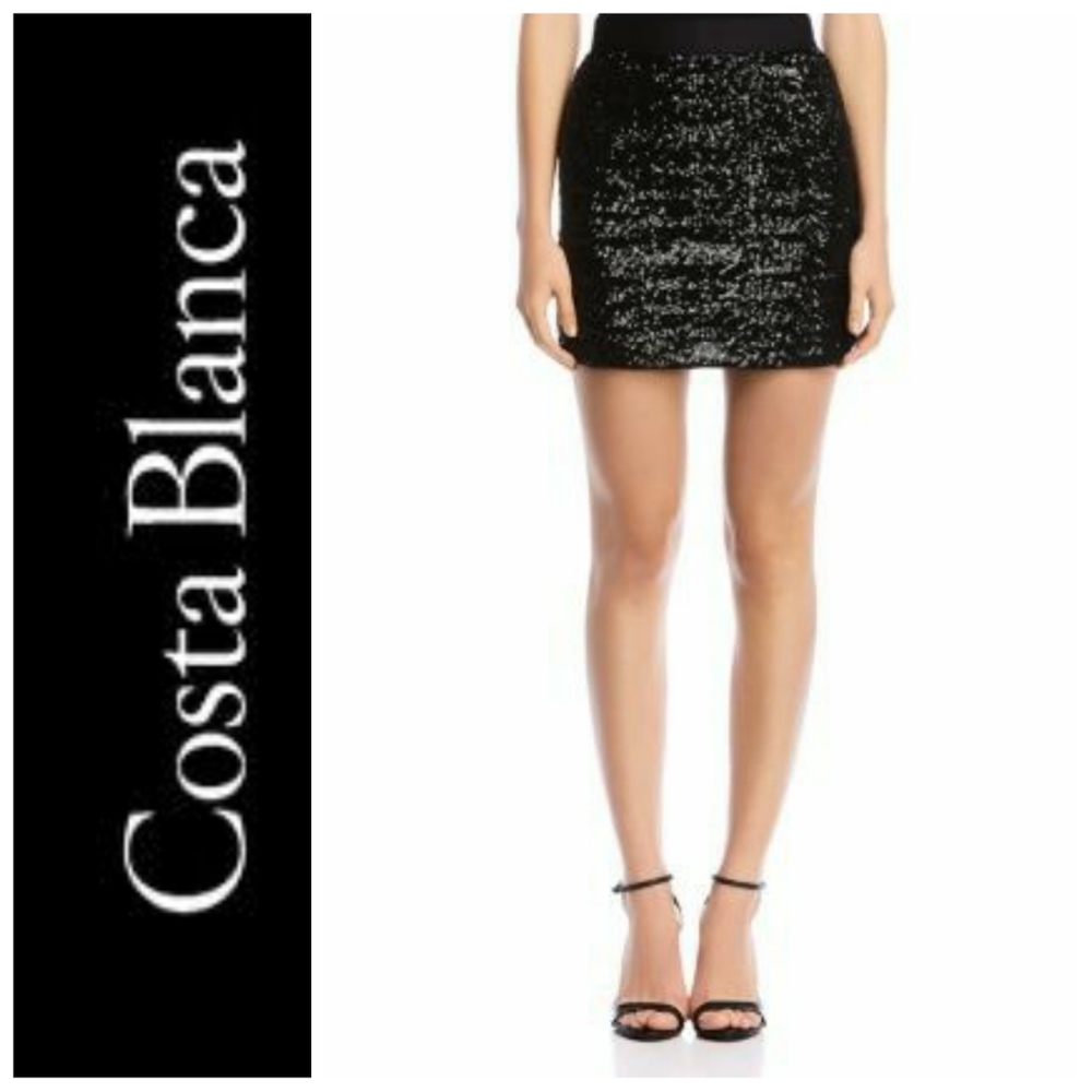 Costa Blanca Sequin Black Mini Skirt